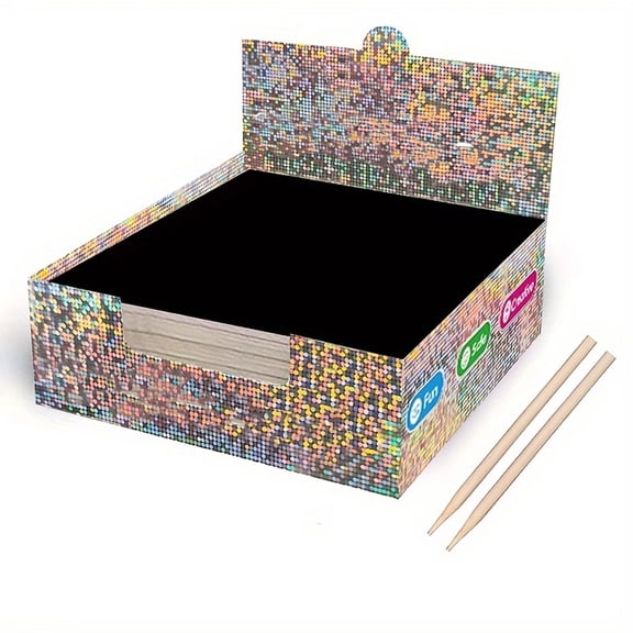 Colorful Reflective Scratch Art Paper Mini Notes Artistic Drawing Set with Black Coating Reveals Colorful Pattern Kids Art Craft Type 3