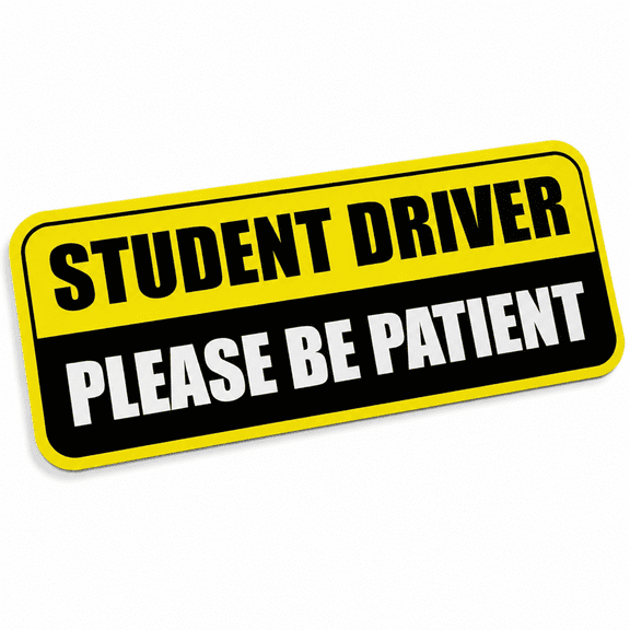 Colorful Reflective Student Driver Car Magnet - Weather-Resistant, Strong Magnetic - Rectangular 8.7 x 3.5 in Yellow/Black for New Drivers and Learner Drivers