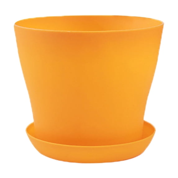 Colorful Resin Pots with Matching Drainage Saucers, Lightweight Tapered Planters for Indoor Succulent Rose Houseplant Balcony Garden Decor Supplies
