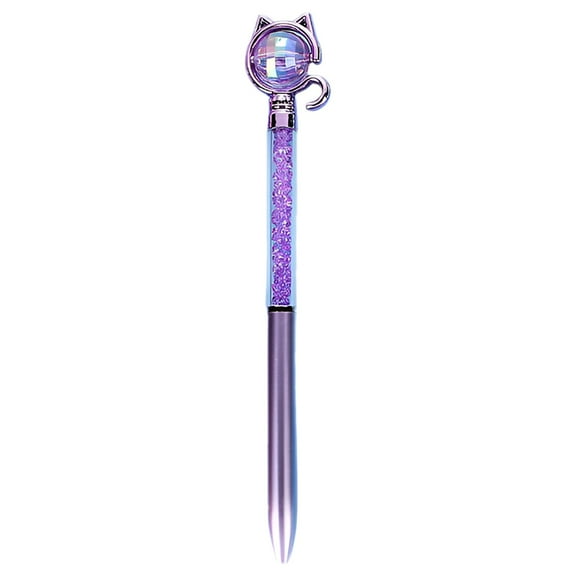 Colorful Retractable Bling Quicksand Pen Rhinestones Metal Pen Black Ink, #C