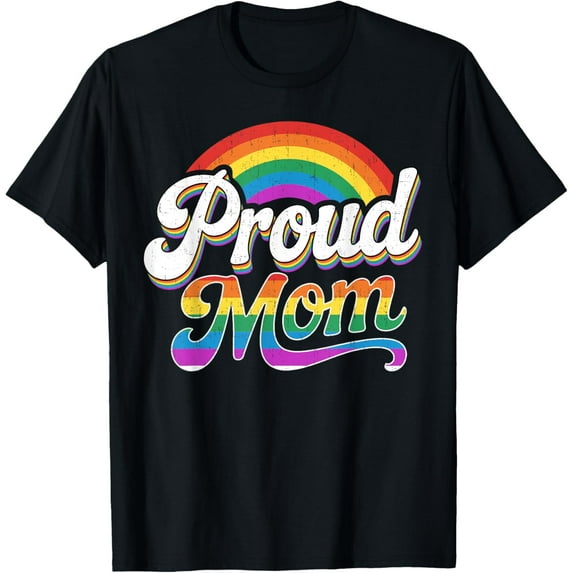 Colorful Retro Art for Proud Mom LGBTQ Pride Month Gay Pride T-Shirt Tops Tee