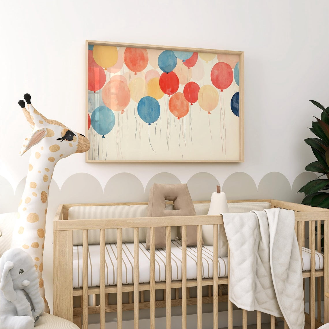 Colorful Retro Balloons Print Room Decor Nursery Wall Art Playroom
