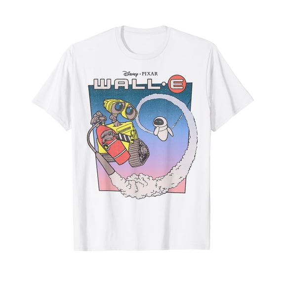 Colorful Retro Distressed Robot and Flying Character T-Shirt for Whimsical Style