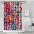 thumbnail image 1 of Colorful Retro Floral Shower Curtain 72x72 Inches, Quick-Dry Polyester with Plastic Rings, Paisley Boho Artistic Pattern, 1 of 5