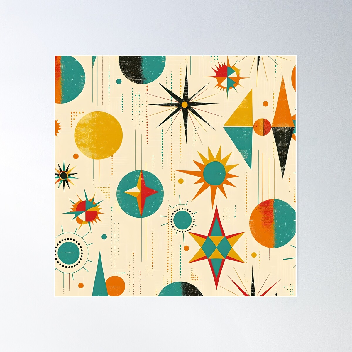 Colorful Retro Geometric Pattern Poster Wall Art, Modern Wall Decor For ...