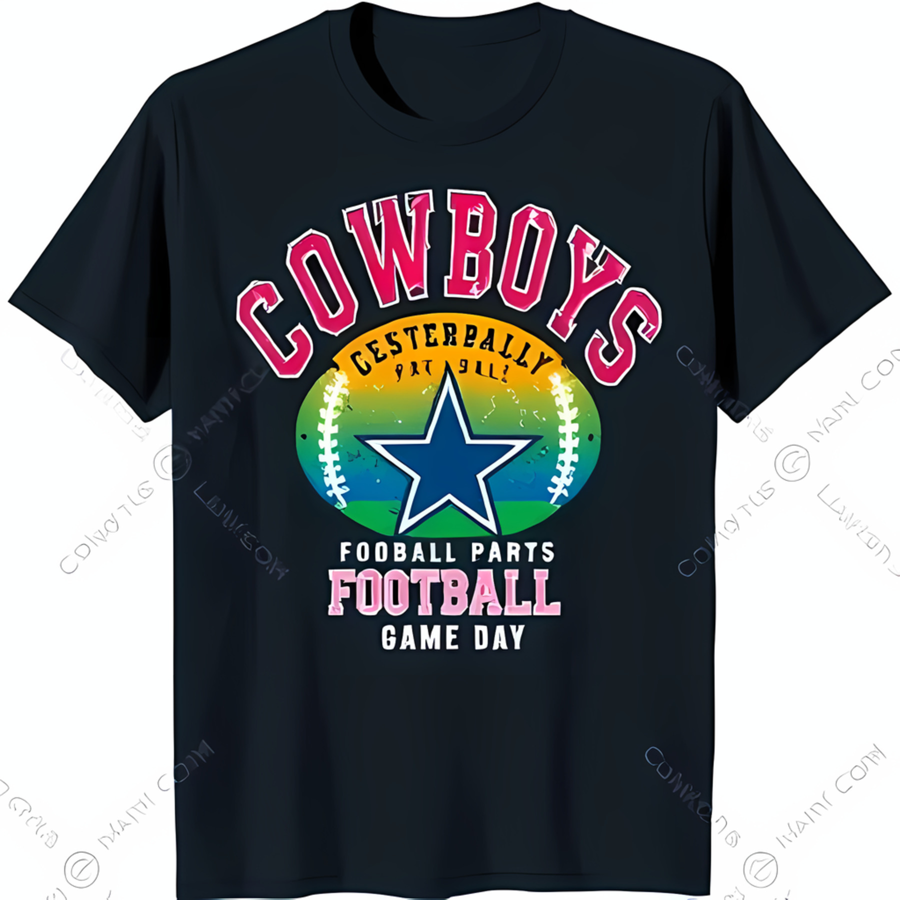 Colorful Retro Graphic Tee Bold Pink & White Design on Black TShirt