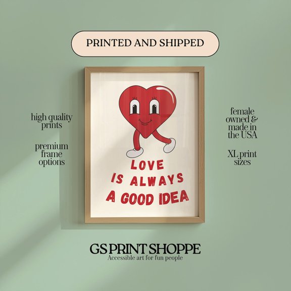 Colorful Retro Love Heart Poster