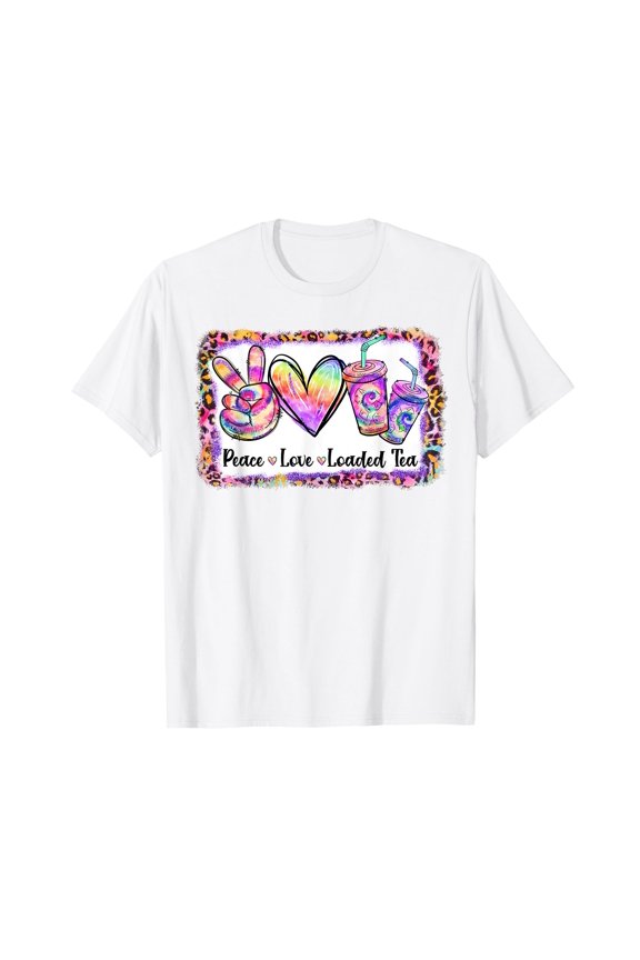 Colorful Retro Vintage Peace Love Loaded Tea Lover Tie Dye Pattern T-Shirt for Fun and Style