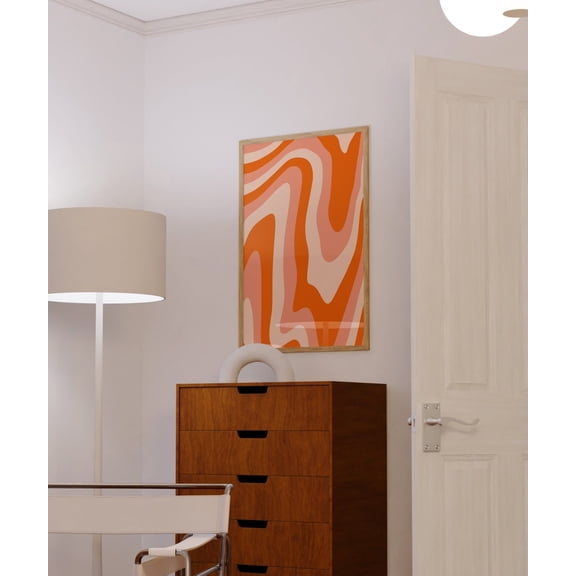 Colorful Retro Wavy Abstract Wall Art Groovy Decor, Unframed Paper Print Size 8x12