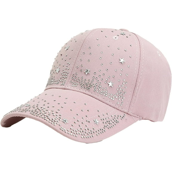 Colorful Rhinestone Baseball Cap Women Bling Butterfly Sequin Sun Protection Duckbill Hat Breathable Cotton