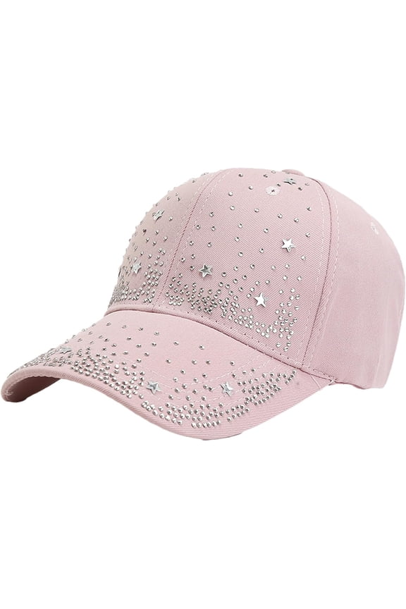 Colorful Rhinestone Baseball Cap Women Bling Butterfly Sequin Sun Protection Duckbill Hat Breathable Cotton