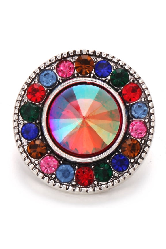 Snap Jewelry Colorful Rhinestone Faceted, Multi-color Ginger Charm 18MM Button, For Interchangeable DIY Customizable Accessories