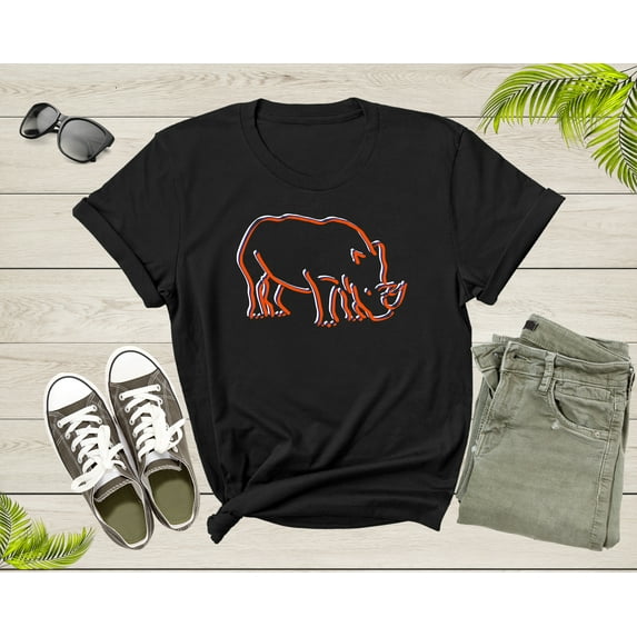 Colorful Rhinoceros Hippopotamus Wild Hippo Animal Wildlife T-Shirt Rhino Lover Gift Graphic T Shirt for Men Women Boys Girls Teens Tshirt