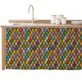thumbnail image 1 of Colorful Rhombic Cabinet Curtains 28"x51" Sink Skirt for Bathroom Kitchen, Abstract Geometric Art Vintage Rustic Self Stick Adhesive Under Desk Covers Tall Laundry Cabinet Storage Organizer, 1 of 8