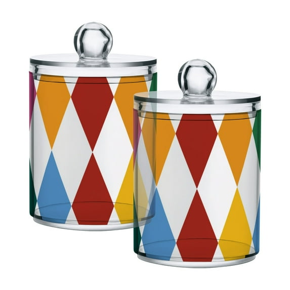 Colorful Rhombus Pattern on White Background Translucent Plastic Cans ...