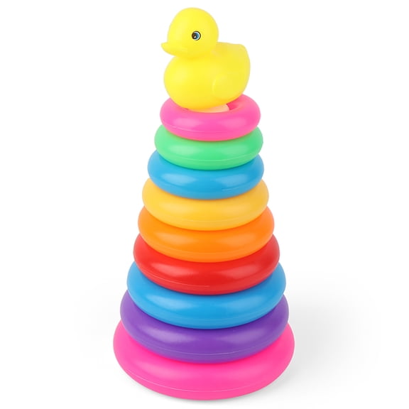 Colorful Ring Rainbow Tower Ring DIY Educational Toys Christmas Gifs For Baby Multicolor