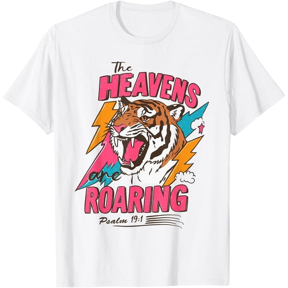Colorful Roaring Tiger Graphic T-Shirt for Faith and Inspiration
