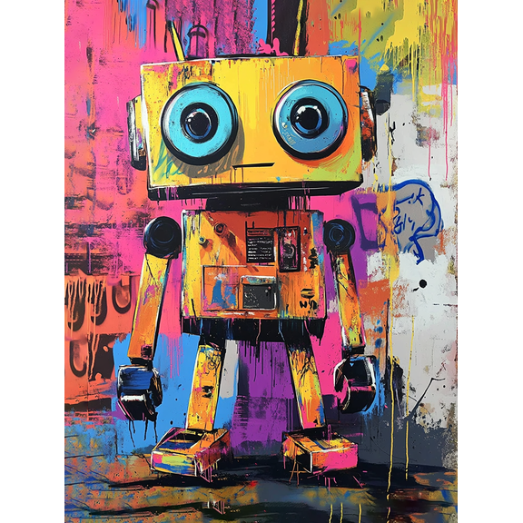Colorful Robot Canvas Art Print Suitable for Living Room Bedroom Office Studio and Gallery Wall Decor