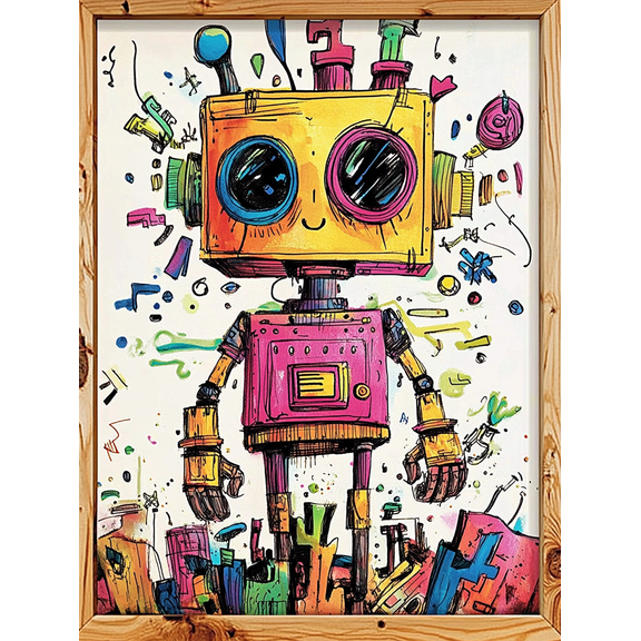 Colorful Robot Canvas Art Print/Wall DecorSuitable for Living Room Bedroom Office Kids Room and Playroom Decoration.