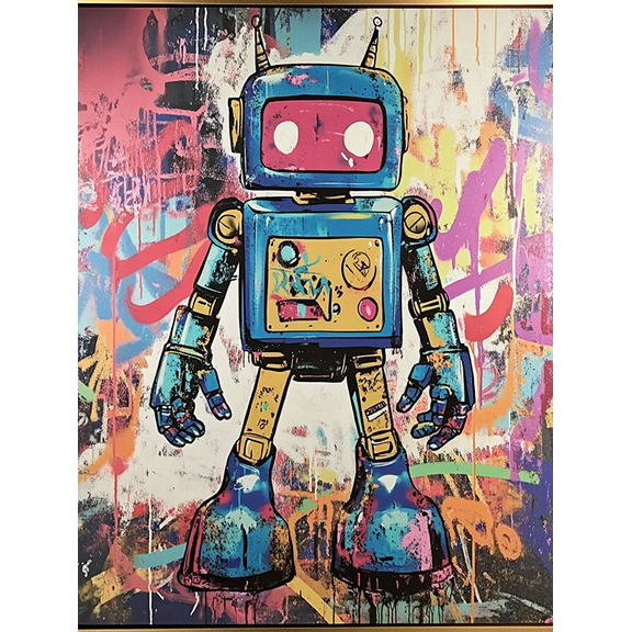 Colorful Robot Graffiti Wall Art Canvas Print Perfect for Living Room Bedroom Office Dorm and Apartment Decoration.