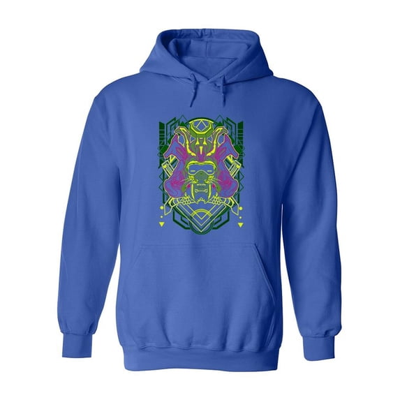 Colorful Robotic Samurai Tiger Hoodie Men -Image by Shutterstock, Male Small