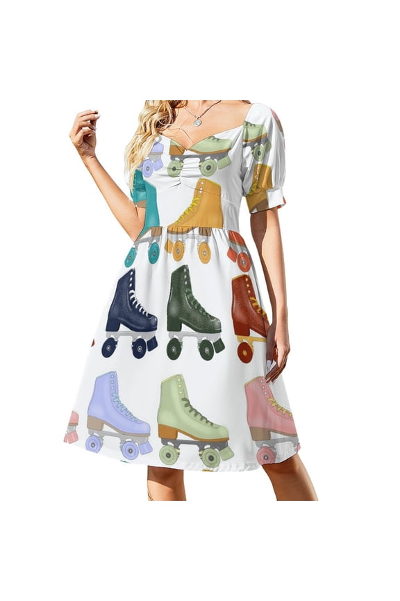 Colorful Roller Skates Sleeveless Dress women dresses Long dress women's clothing korea stylish