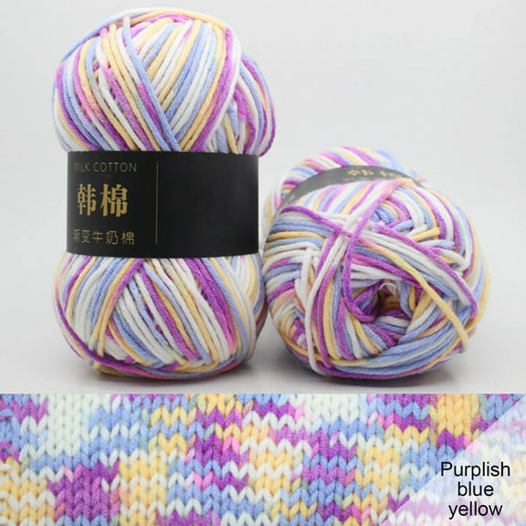 Colorful Rolls Yarn for Crocheting Bulk ,Rainbow Milk Cotton Yarn for Crocheting and Knitting Soft Variegated Cotton Yarn Colorful Ombre Yarn for Knitting and Crochet Weaving Craft Beginner 50g