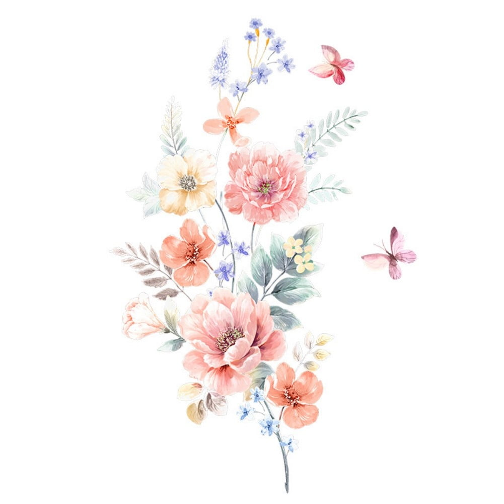 Colorful Romantic Flower Floral Vine Fridge Wall Sticker For Bathroom
