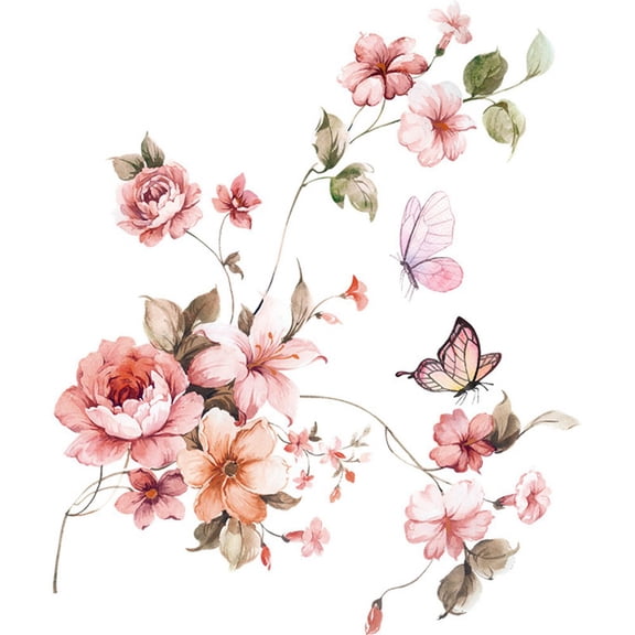 Colorful Romantic Flower Floral Vine Fridge Wall Sticker For Bathroom Toilet Fridge Cupboard Wall Decal Waterproof