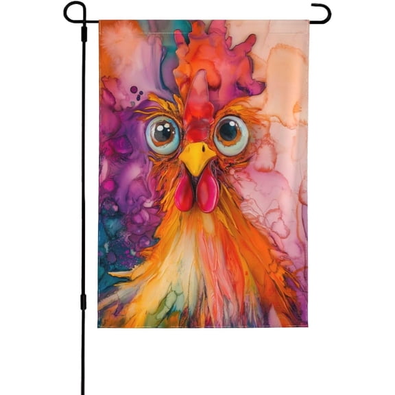Colorful Rooster Garden Flag Double Sided 12x18 Inch Seasonal Yard Lawn Decorative House Banner No Flagstand