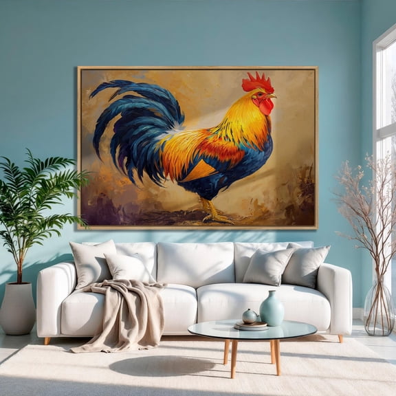 Colorful Rooster Poster: Farmhouse Rustic Wall Art, Unframed Poster Size 8x12