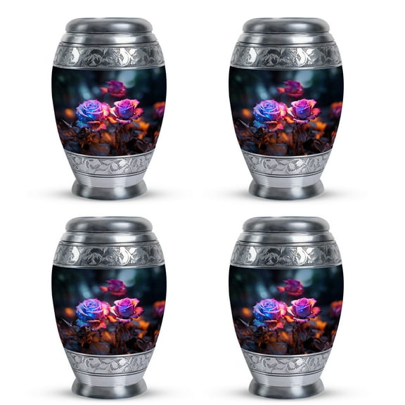 Colorful Rose Blooming With Dew - Funeral Urns For Human Ashes Adult - Keepsake - 3 Inch - Pack Of 4 - Urn For Adult Female Ashes - Ashes Urn Adult - Keepsake Cremation Urn For Human Ashes