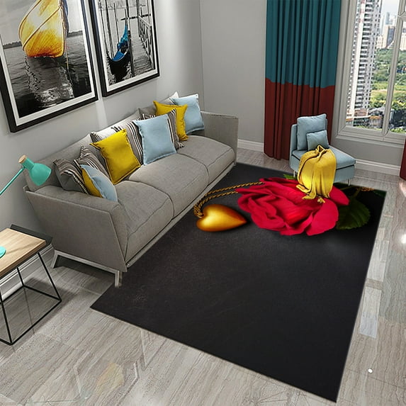 Colorful Rose Carpet Romantic Flower Mat Area Rugs Home r for Bathroom Entrance Non-Slip Floor Mat Living Room Bedroom Rugs