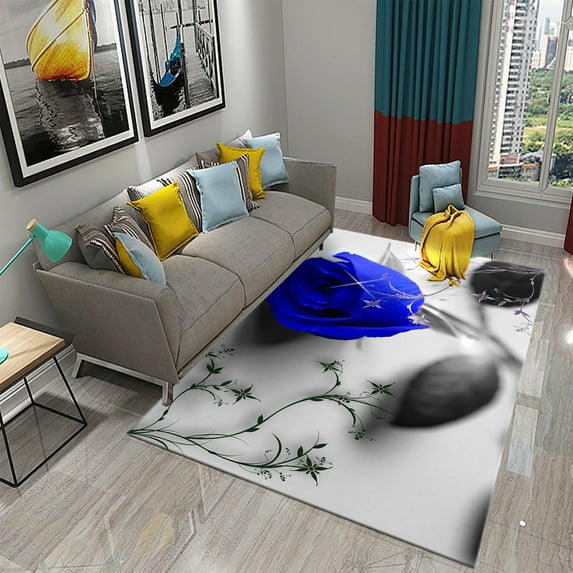 Colorful Rose Carpet Romantic Flower Mat Area Rugs Home r for Bathroom Entrance Non-Slip Floor Mat Living Room Bedroom Rugs