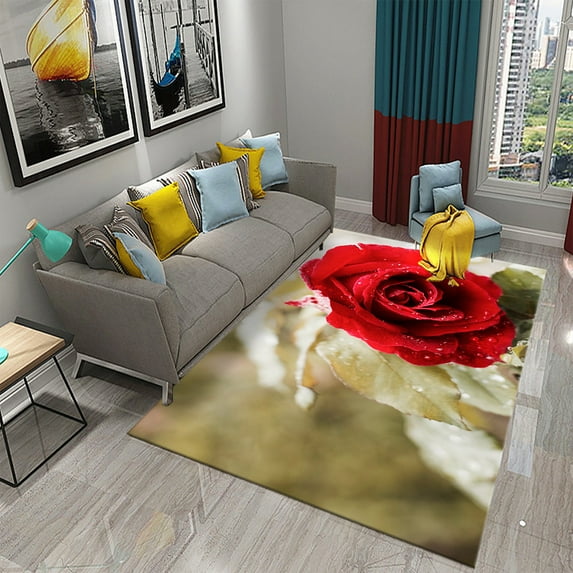 Colorful Rose Carpet Romantic Flower Mat Area Rugs Home r for Bathroom Entrance Non-Slip Floor Mat Living Room Bedroom Rugs