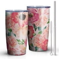 thumbnail image 1 of Colorful Rose Flowers 20oz Tumbler Stainless Steel Double Wall Vacuum Insulated Coffee Mug Travel Cups for Wife Mom Daughter Sister Friend Coworker, Metal Straws and Brush, 1 of 7