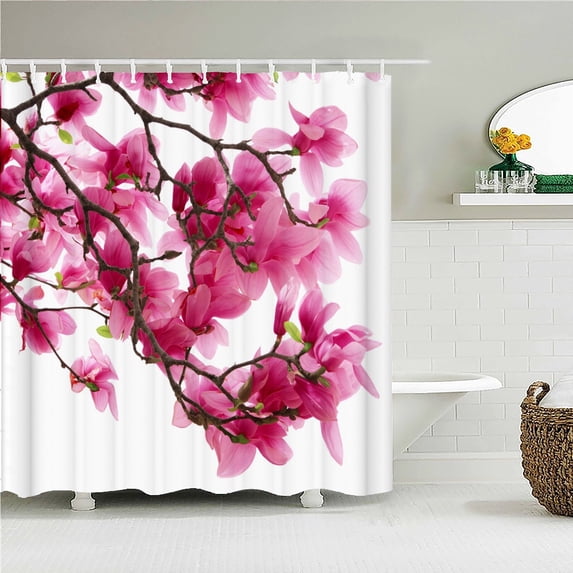 Colorful Rose Flowers Printing Shower Curtain Bathroom Curtains Flower leaf Waterproof Polyeste Fabric Bathtub Decor With