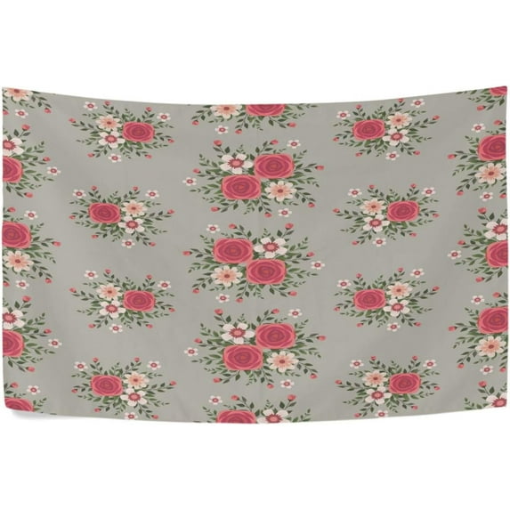 Colorful Rose Wreath Tapestry Wall Hanging Tapestries Happy Colorful Hippie Psychedelic Art Polyester Carpet Wall Decorative for Living Room Bedroom 90x60inch