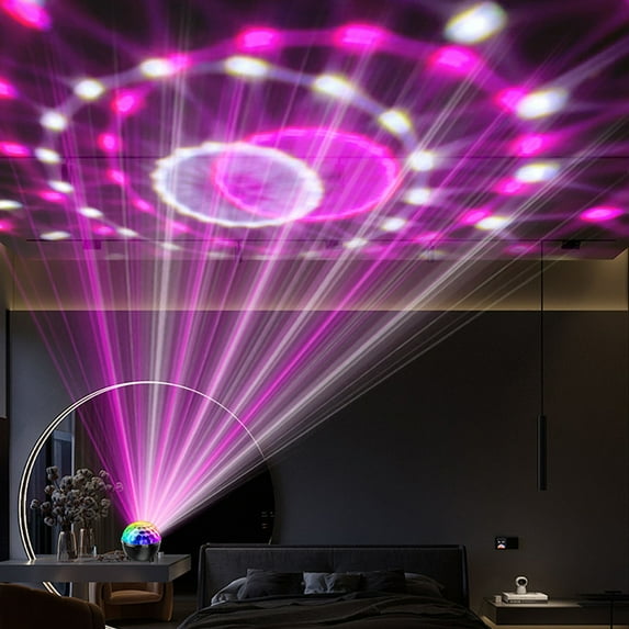 Colorful Rotating LED Stage Lights with Remote - Sound Activated Party Bar Mood Lighting for DJ Events(A)