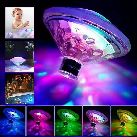 Colorful Rotating Light Lamp Floating Underwater Light RGB LED Disco Light Glow Show Swimming Pool Light Diamond Night Light Little Magic Ball
