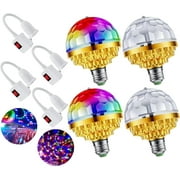 Colorful Rotating Magic Ball Disco Ball Light Bulb with Sockets, Plug in RGB LED Stage Light for Home Room Dance Parties