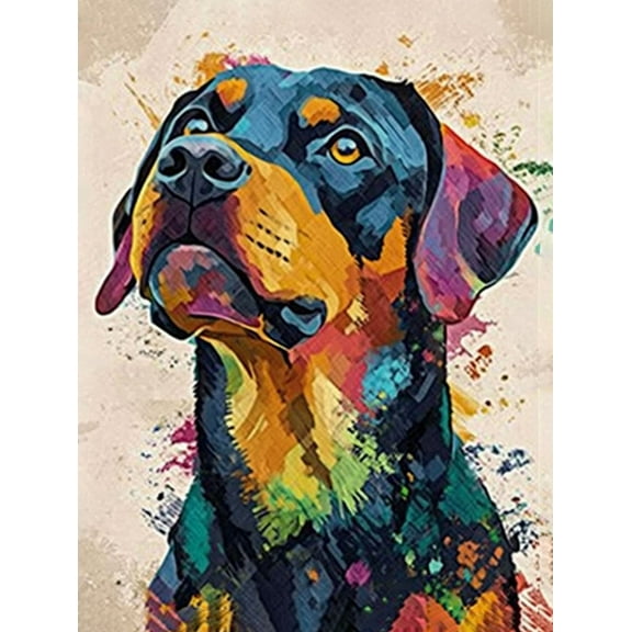 Colorful Rottweiler Portrait Decor Painting/Canvas ArtSuitable for Decorating Living Room BedroomIts a Modern Animal Art Wall Decor.