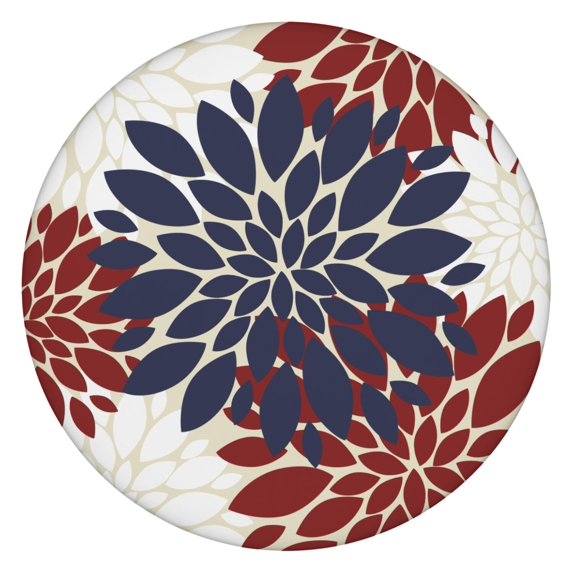 Colorful Round Table Cover, Boho Floral Design with Elasticated Edge for Up to 56 Inches