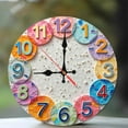 thumbnail image 1 of Colorful Round Wall Clock with Unique Numbers Design 10-Inch Silent Wooden Wall Clock, Battery Operated (AA Batteries Not Included), Artistic Home Decor, 1 of 7