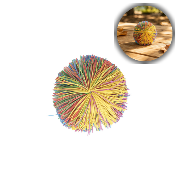 Colorful Rubber String Pompom Shuttlecock Bouncy Toy for Indoor Outdoor Play, Exercise, Fitness, and Stress Relief