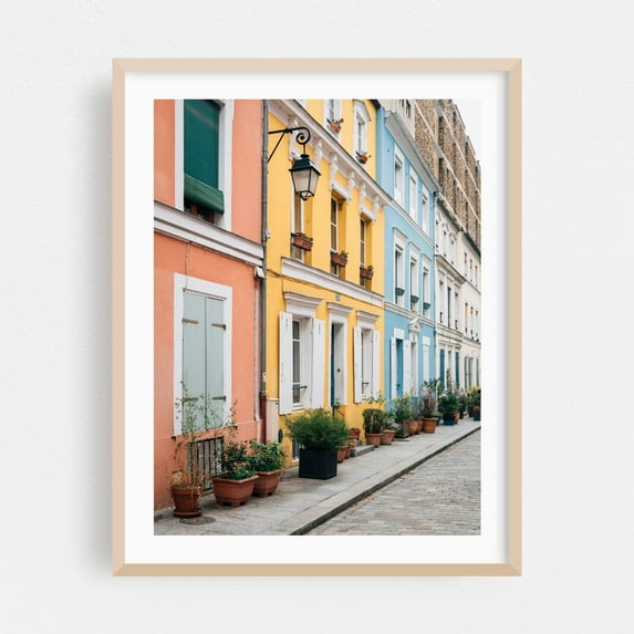 Colorful Rue Cremieux, Paris 03 - Paris Île-de-France France Photography Architecture Street Photography Cityscape Pastel Travel Poster Botanical Oak Framed Wall Art Print 5 x 7 inches