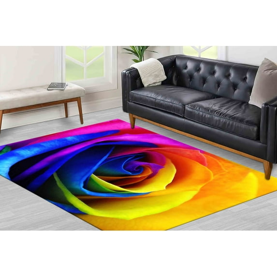 Colorful Rug, Rose Rug, Colorful Rose Rug, Personalized Rug, Salon Rugs, Floral Rugs, Customs Rug, Printed Rugs, Large Rug, Living Room Rug, 5.2'x7.5' - 160x230 cm