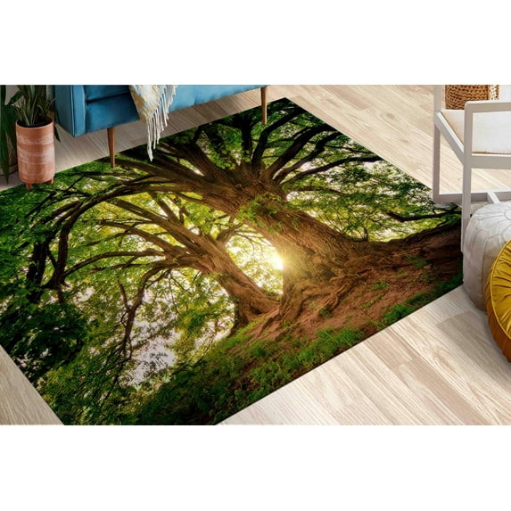 Colorful Rug, Tree Rug, Cool Rugs, Nature Landscape Rug, Personalized Rug, Forest Landscape Rug, Farmhouse Decor Rugs, Pattern Rugs, 2.6'x9.2' - 80x280 cm