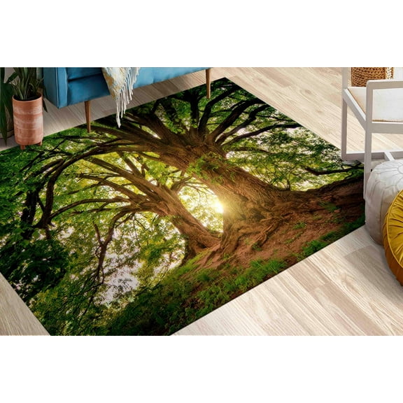 Colorful Rug, Tree Rug, Cool Rugs, Nature Landscape Rug, Personalized Rug, Forest Landscape Rug, Farmhouse Decor Rugs, Pattern Rugs, 2'x3' - 60x90 cm