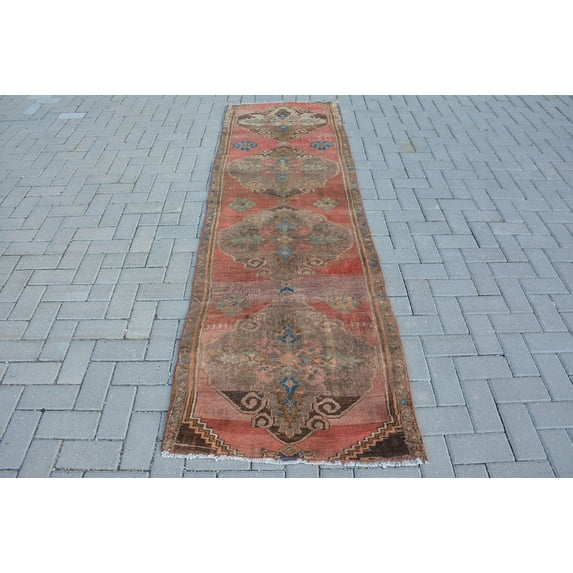 Colorful Rug, Turkish Rug, Vintage Rug, Bedroom Rug, 2.6x8.5 ft Runner Rug
